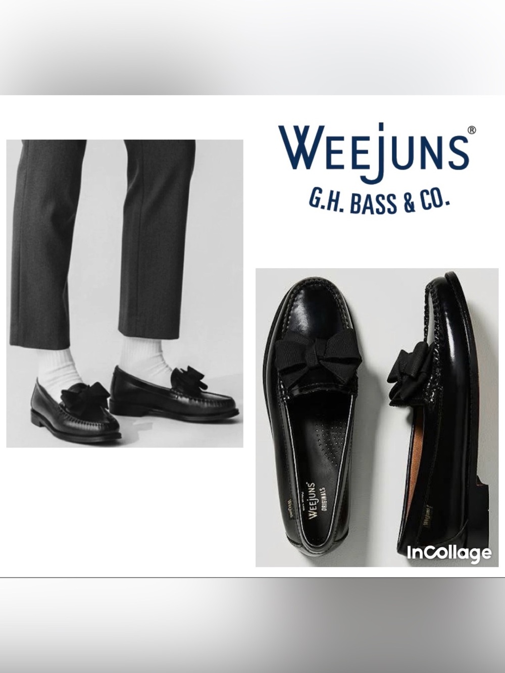 G.H. Bass & Co. “Jillian” Black  Leather Bow Loafers